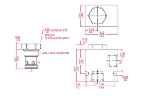 Prestazioni/dimensioni/disegno sezionale della valvola di ritegno Poppet ICV16-20