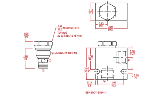 Prestazioni/dimensioni/disegno sezionale di ICV08-20 valvola Poppet, valvola di ritegno (alta pressione)