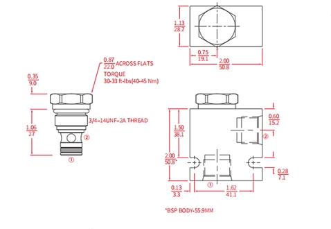 Prestazioni/dimensioni/disegno sezionale di ICV08-B20 valvola a sfera, valvola di ritegno (alta pressione)