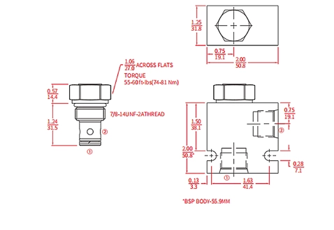 Prestazioni/dimensioni/disegno sezionale della valvola a sfera ICV10-C20, valvola di ritegno