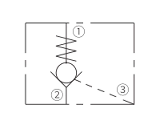 Simbolo operativo della valvola di ritegno IPC12-30, Pilot-to-Open (Dual-Pilot-Operated)