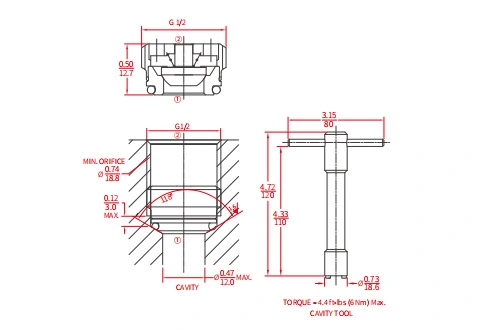 Prestazioni/dimensioni/disegno sezionale della valvola di ritegno a vite ICV2000-G12