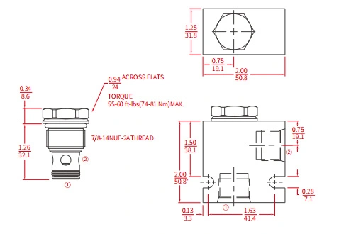 Prestazioni/dimensioni/disegno sezionale della valvola a sfera ICV10-D20, valvola di ritegno