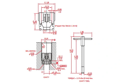 Prestazioni/dimensioni/disegno sezionale della valvola di ritegno a vite ICV2500-G18