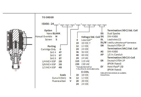 Prestazioni/dimensioni/disegno sezionale di ISV08-24 Spool 2-Way N.C. Elettrovalvola