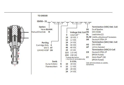 Prestazioni/dimensioni/disegno sezionale dell'elettrovalvola a solenoide a 2 posizioni a 3 vie a ISV08-31 bobine