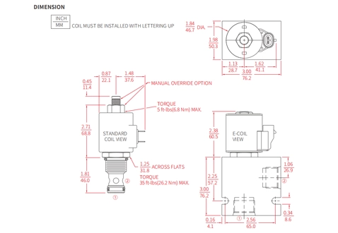 Prestazioni/dimensioni/disegno sezionale di ISV12-28 Poppet 2-Way N.C. Blocco bidirezionale