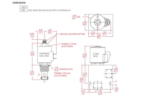 Prestazioni/dimensioni/disegno sezionale di ISV12-B20 Poppet 2-Way N.C. Elettrovalvola