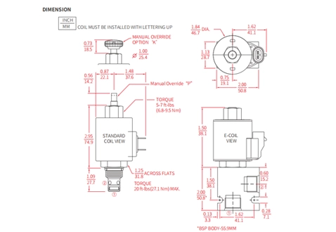 Prestazioni/dimensioni/disegno sezionale di ISV38-28 Poppet 2-Way N.C. Blocco bidirezionale